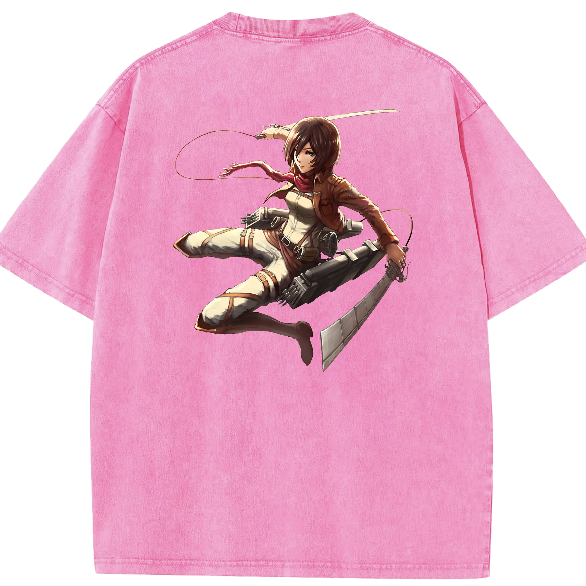 （画像用） 進撃の巨人 ミカサ·アッカーマン Attack on Titan Mikasa Ackerman 綿100% ヴィンテージ風 半袖Tシャツ（背面プリント）